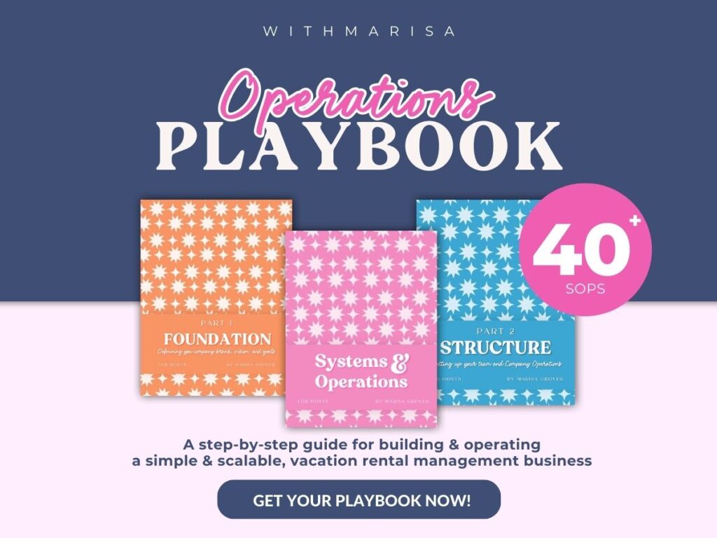 Graphic featuring Operations Playbook, a systems manual for Airbnb hosts and property managers.