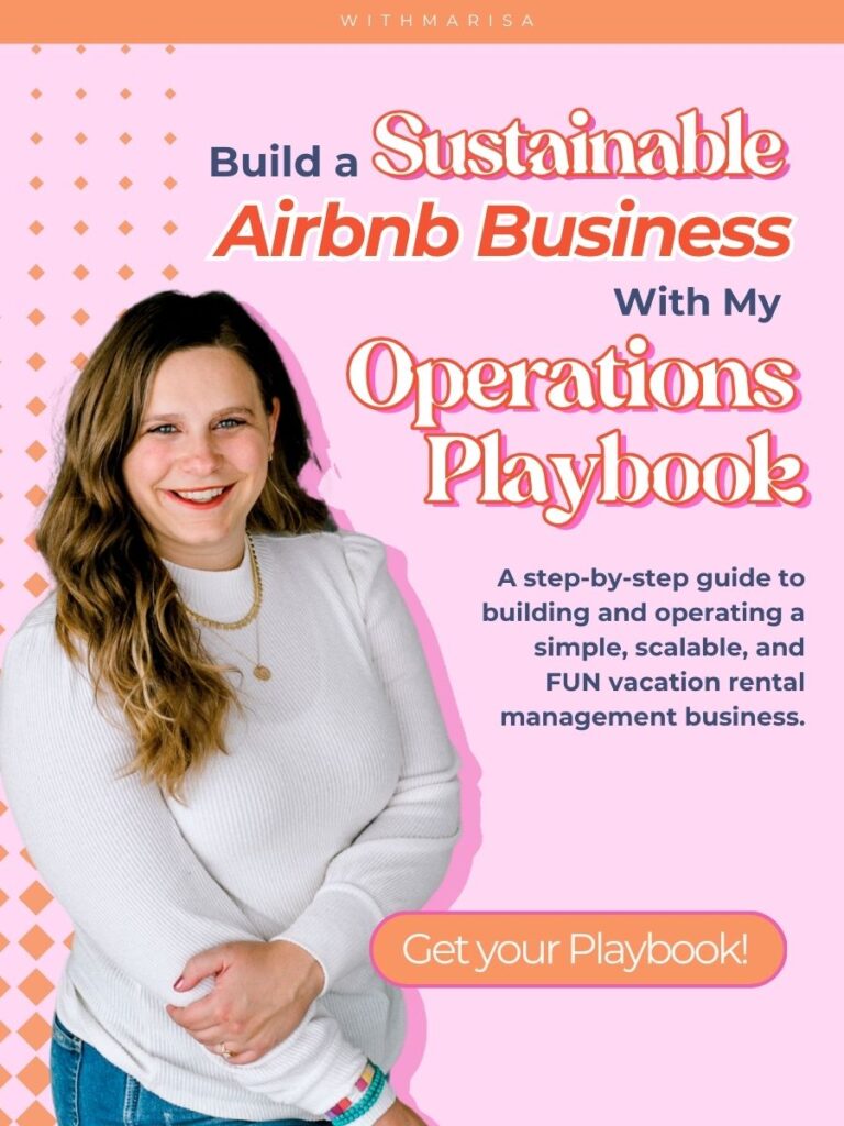 Graphic featuring The Operations Playbook, an Airbnb hosting manual. 